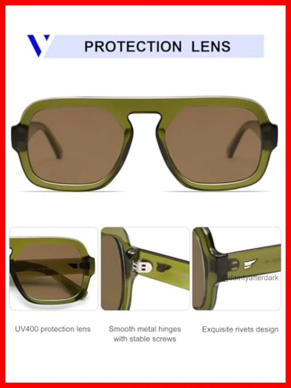 Retro Square Aviator Sunglasses Oversized Flat Top UV400 Protection